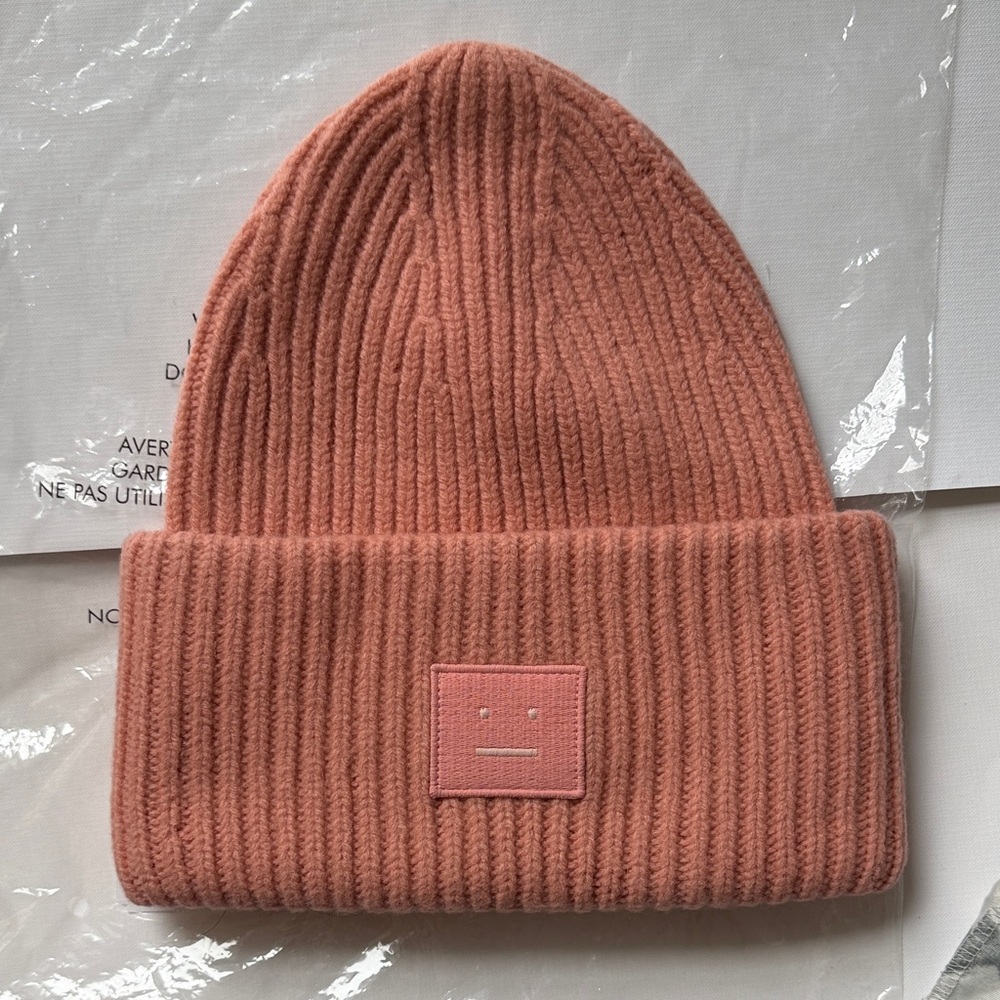 Acne Pink Ribbed Beanie